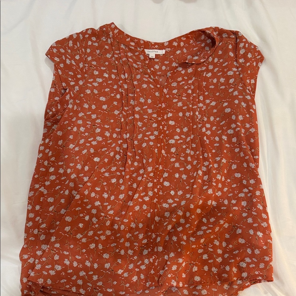 LOFT Rust Floral Blouse